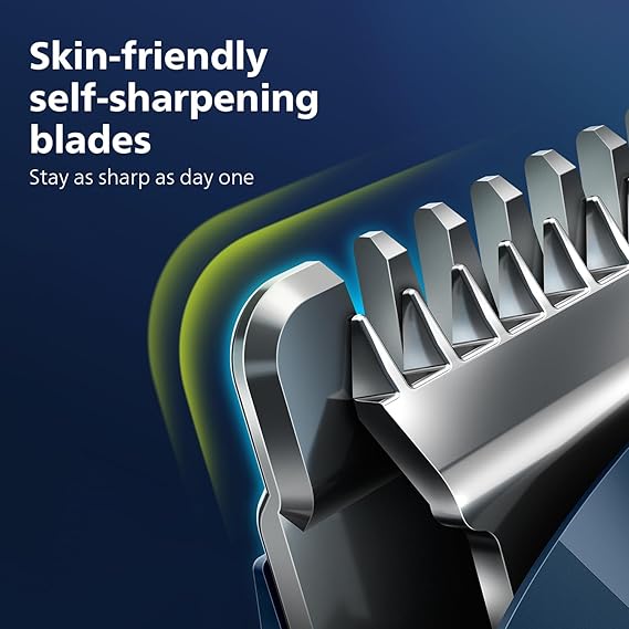 Philips India's No.1 Men's Trimmer | Self Sharpening Blades | Single Stroke Grooming I 9 in1 Face, Nose and Body I 2+1* year warranty | Powerful motor | No Oil Needed I 60 min runtime I MG3710/65 Additional Image