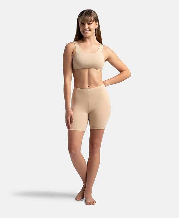 Jockey 1529 Women's High Coverage Super Combed Cotton Elastane Stretch Mid Waist Shorties with Concealed Waistband Additional Image