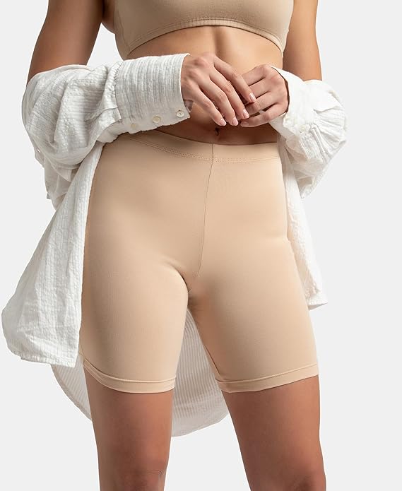 Jockey 1529 Women's High Coverage Super Combed Cotton Elastane Stretch Mid Waist Shorties with Concealed Waistband Additional Image