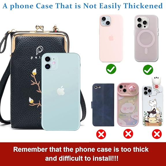 PALAY Women's Small Cross-Body Phone Bag Stylish PU Leather Mobile Cell Phone Holder Pocket Purse Wallet Sling Bag Mini Shoulder Bags Additional Image